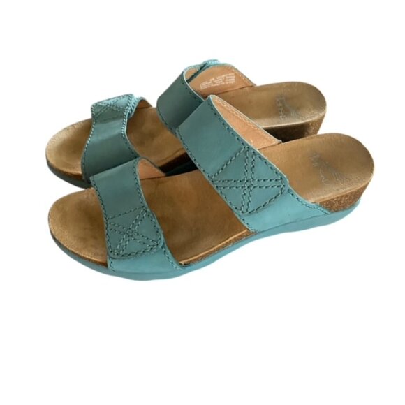 Dansko Maddy Lagoon Milled Cork Wedge Sandal 38 - Picture 2 of 6